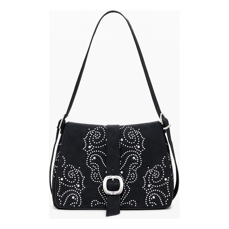 Bolso Cruzado Efecto Piel Tachuelas 25waxpbh/2000 Desigual® Negro Lisa Níquel