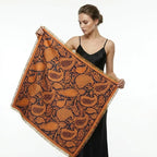 Chalina Chal Elegante Suave Para Mujer 130x130cm Naranja Naranja Geométrico Unitalla