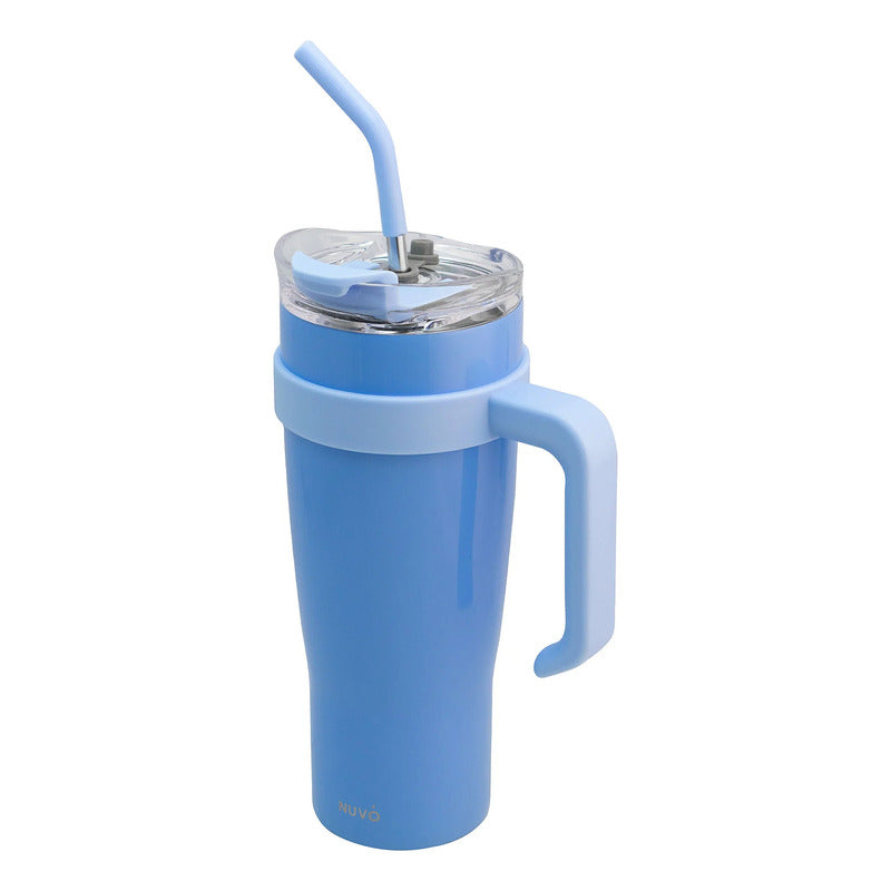 Termo Doble Pared Acero Inoxidable Con Asa/popote 1.2l Nuvó®