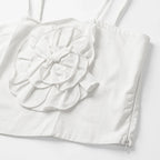 Blusa Top De Tirantes Con Flor Desmontable Al2107 Julys® Blanco Lisa G