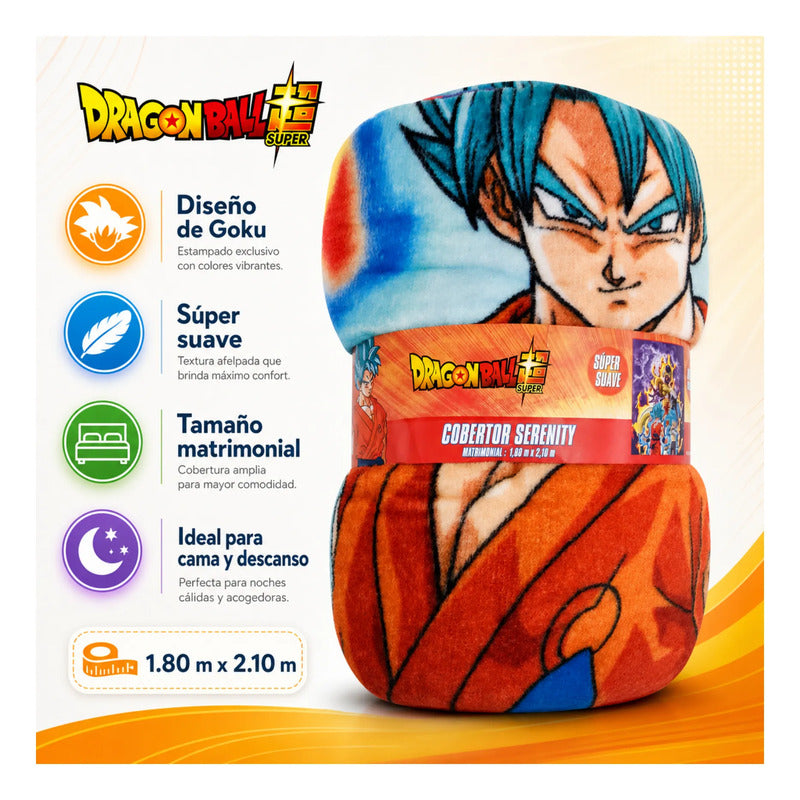Cobertor Ligero Super Suave Matrimonial Diseños Providencia® Dragon Ball Z 850 G Multicolor