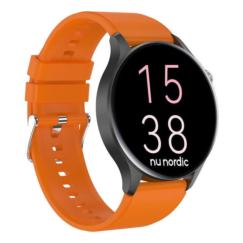 Reloj Smartwatch Hombre Race F1 Nylon Marca Nu Nordic® Negro Liso Naranja