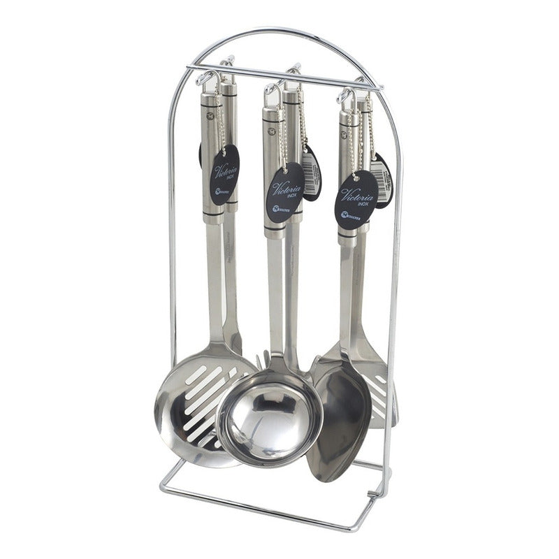 Set De Utensilios Para Cocina 6pz+ Rac Organizador Metaltex® Plateado