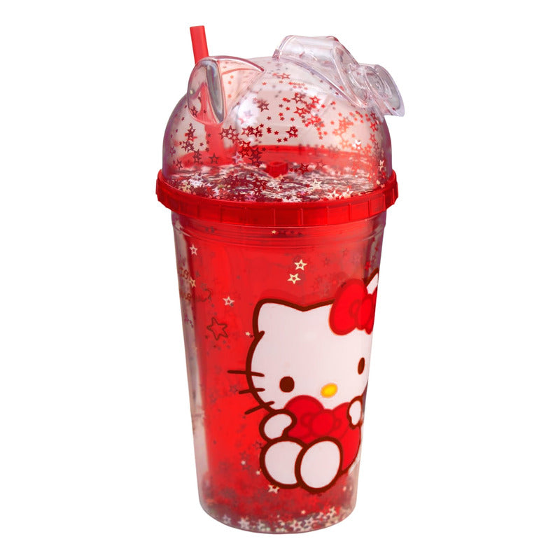 Vaso Con Popote Doble Pared Con Domo 500ml Diseños Animados
