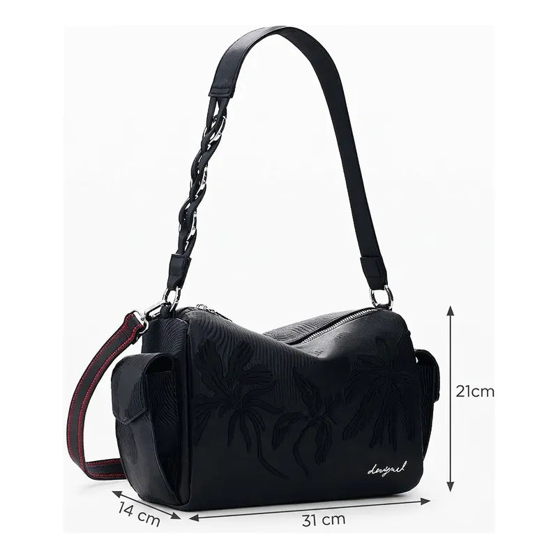 Bolso Mediano Con Bordado Para Mujer 26saxpap/2000 Desigual® Negro Bordado Níquel