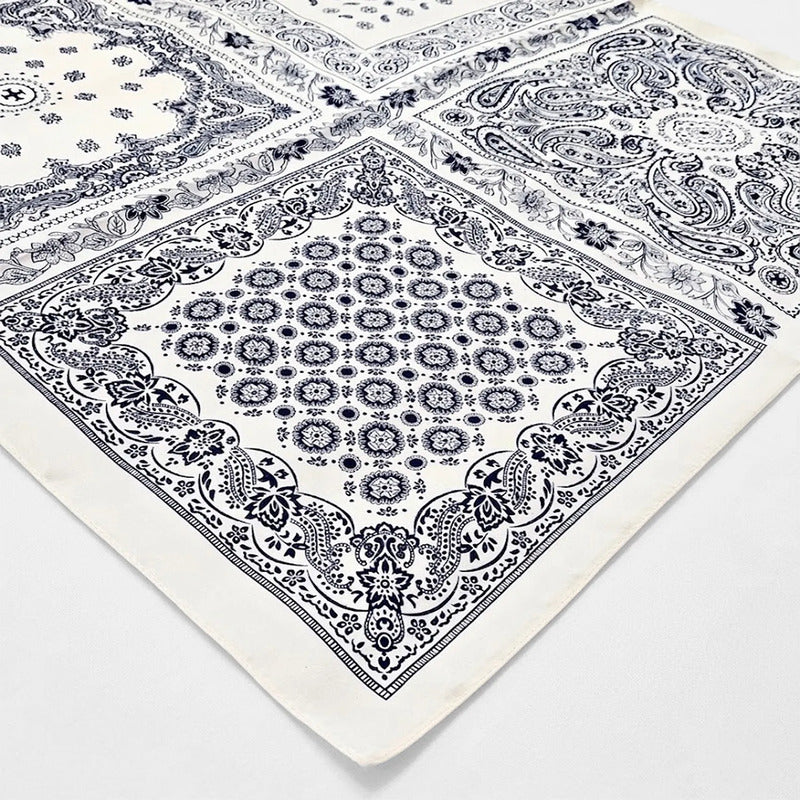 Mascada Ejecutiva De Satín Cuadrada Fina Para Mujer Multicolor Paisley Vintage Unitalla