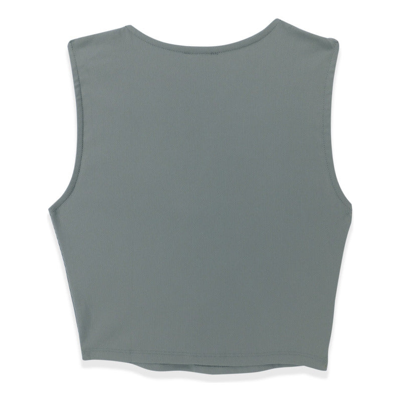 Top Canale Casual De Mujer  Mod.tw1320 The Workshop® Gris Oscuro Canalé S