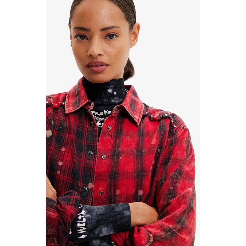 Camisa Casual Para Mujer 22wwcw10/3092 Marca Desigual® Multicolor Geométrico Xl