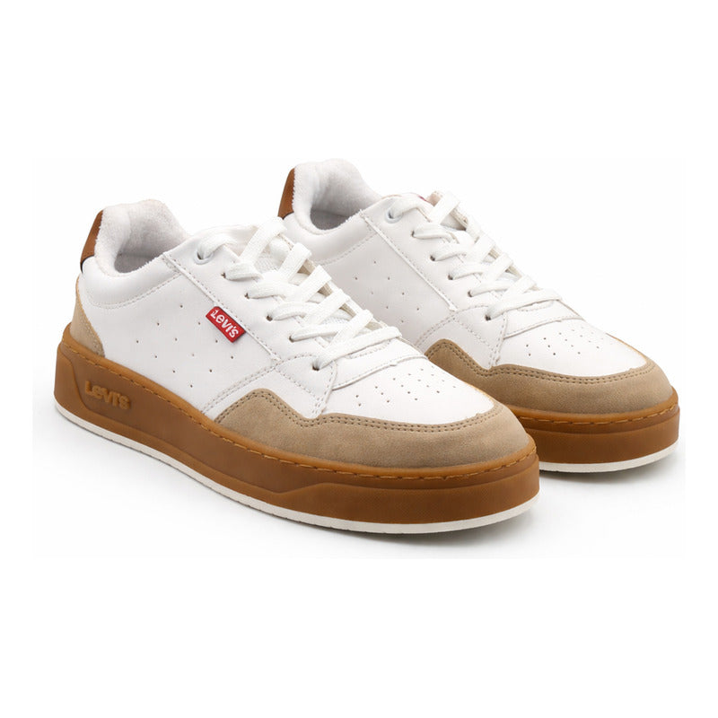 Tenis Casual Para Hombre Mod. L2126511 S Marca Levi's® Blanco / Marron Lisa 28.5 Mx