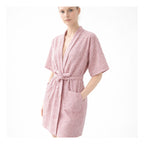 Bata Domino Suave Para Descanso / Baño Con Bolsillos Unisex Rosa Palo Dominó Unica