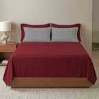 Juego De Sabanas Matrimonial 6pz Tacto Algodón Ultra Suave Multicolor Bordo