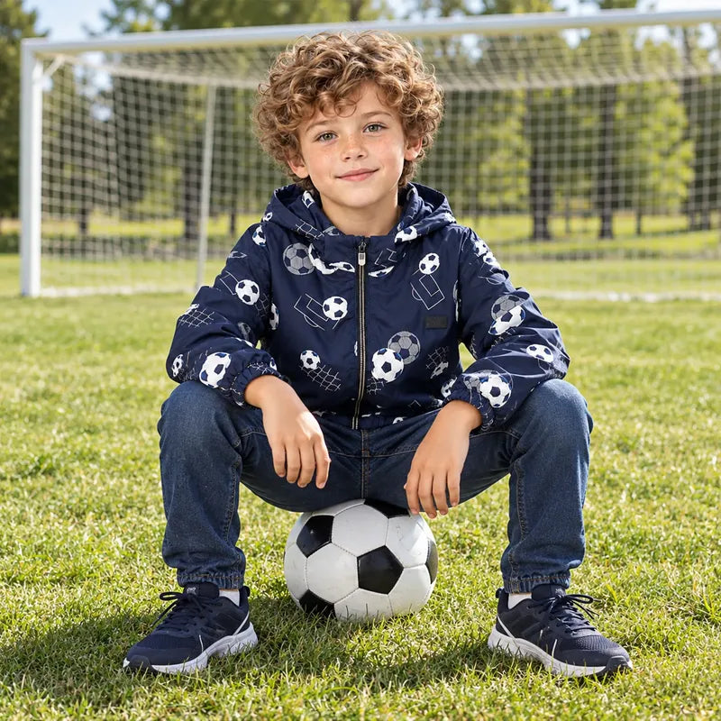 Chamarra Rompevientos Para Niño Mod.3446 Marca Mayoral® Marino 7 Años Balones