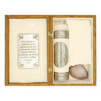 Set Para Bautizo Vela+concha+toalla+caja De Madera