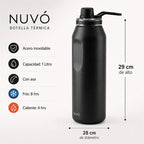 Termo De Acero Inoxidable Insulado 1 Litro Marca Nuvó® Negro
