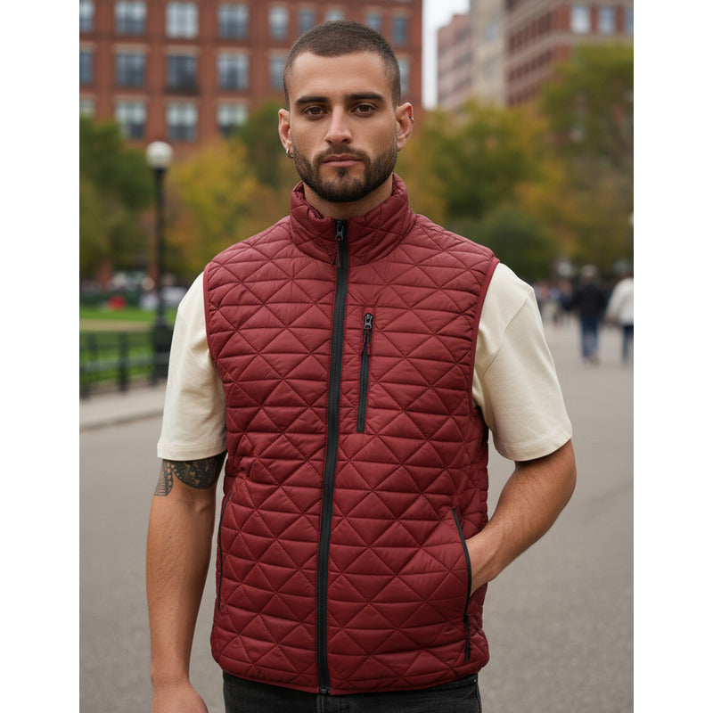 Chaleco Packable Capitonado Mod.cw86-vpol7051 Greenlander® Rojo Geométrico G