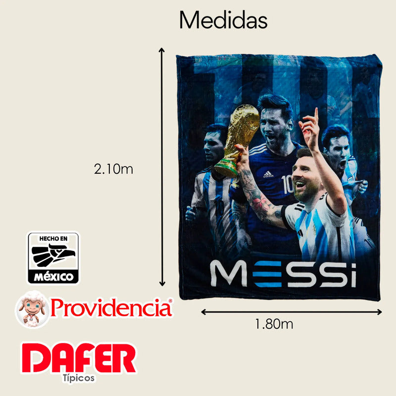 Frazada Ligera Super Suave Matrimonial Futbol Providencia® Equipo 500 G Messi