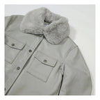 Chaqueta Casual Tipo Piel Para Dama M.shila-2502 Roosevelt® Gris Ch Lisa