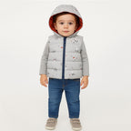 Chaleco Reversible Con Gorro Para Bebé M.2323 Marca Mayoral® Azul Claro Gatito Astronauta 18 Meses