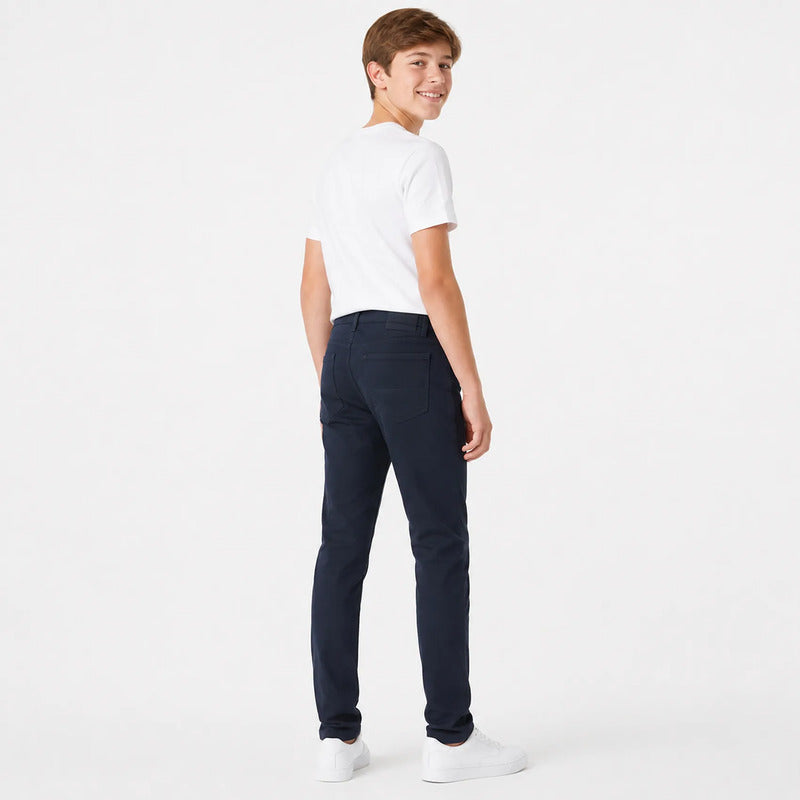 Pantalón Slim Fit Para Niño 582 Marca Mayoral Nukutavake® Azul Marino Liso 16