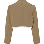 Blazer Casual Corto Para Dama Mod. Bj07377 Marca. Blashe® Marrón Claro Lisa L