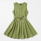 Vestido Con Cinto Para Mujer Mod. Barak Marca Sterling® Musgo Lisa G