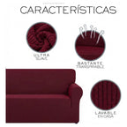 Cubre Sala Set 3 Piezas Estirable Ajuste Perfecto Blank &co® Vino Geométrico