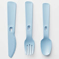 Set Cubiertos Portatil Cuchara+tenedor+cuchillo De Plastico Celeste 1819-24