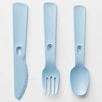Set Cubiertos Portatil Cuchara+tenedor+cuchillo De Plastico Celeste 1819-24