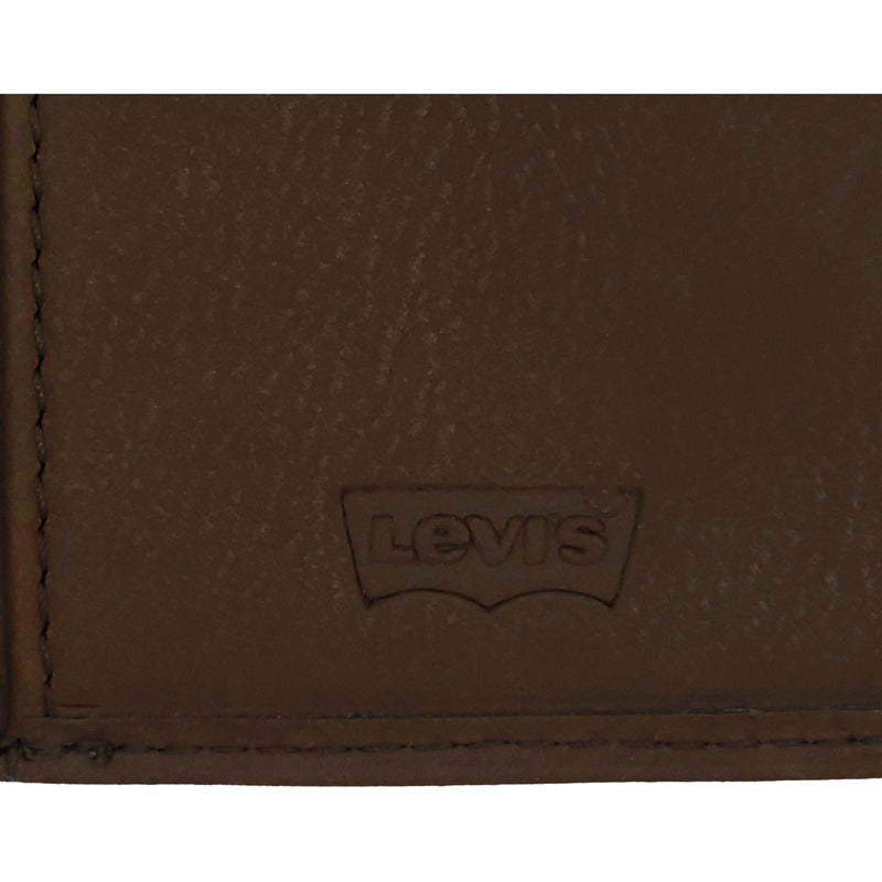 Billetera Trifold Para Hombre Mod.87524-0088 Marca Levi's® Marrón Liso