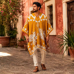 Jorongo Gaban Artesanal Mexicano Colores Gallos Mostaza Xg