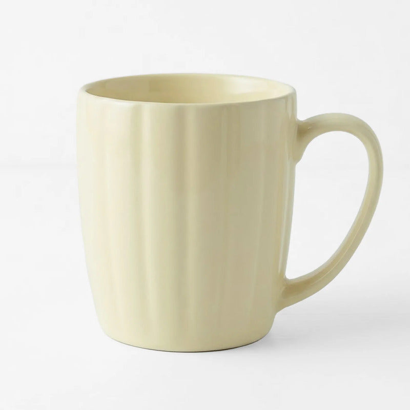 Taza De Cerámica Acanalada 370ml Estilo Nórdico Amarillo 1744-98 Acanalada