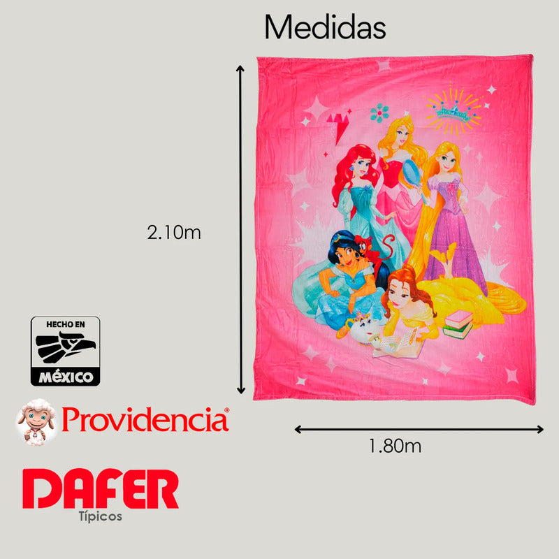 Cobertor Ligero Super Suave Matrimonial Diseños Providencia® Princesas 850 G Multicolor