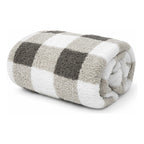 Cobertor Ovejita Ligero Matrimonial 1.80x2.10m Providencia® Multicolor 400 G Cuadros Beige Gris