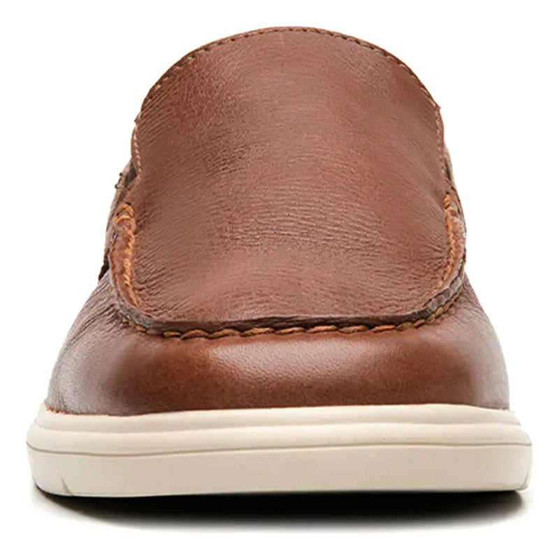 Mocasín Casual Para Hombre 100% Piel Mod.423805 Marca Flexi® Marrón Lisa 26,5 Mx