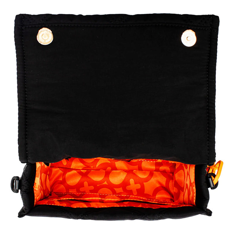 Bolsa Flap Para Mujer Mod. Ji 2694 Marca Jaime Ibiza® Negro Rayas Níquel