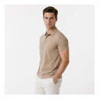 Playera Ligera Casual De Hombre Mod. A61417 Marca Bobois® Beige Eg Geométrico