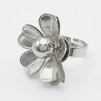 Anillo Margarita Texturizada Plateado Ajustable Para Mujer Plateado Unitalla