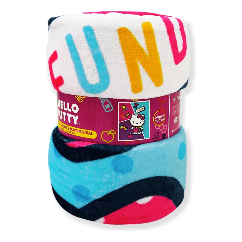 Cobertor Ligero Super Suave Matrimonial Diseños Providencia® Hello Kitty Funday 850 G Multicolor