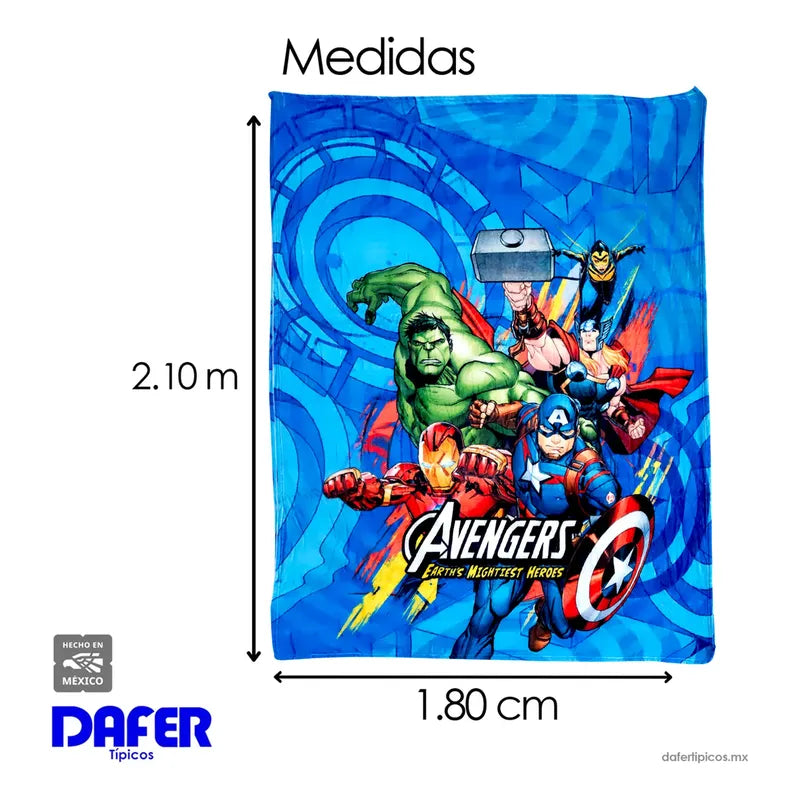 Cobertor Ligero Super Suave Matrimonial Diseños Providencia® The Avengers 850 G Multicolor