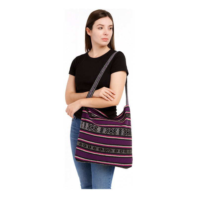 Bolsa Artesanal De Playa Tipo Tote Para Mujer 52x42cm