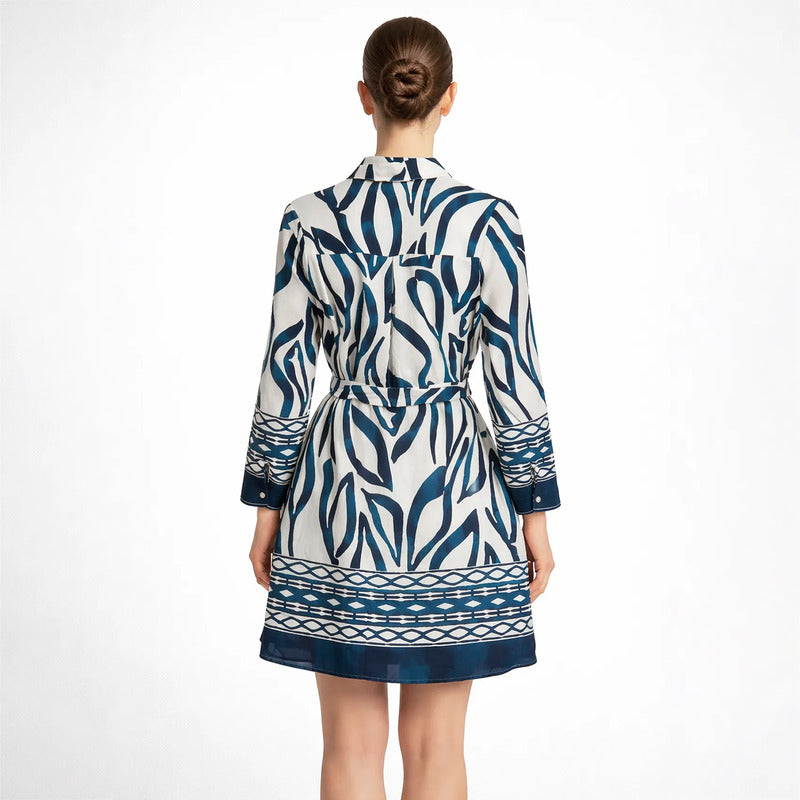 Vestido Ligero Cómodo Para Mujer Mod.6966 Marca Aspik® Multicolor Geométrico Ch