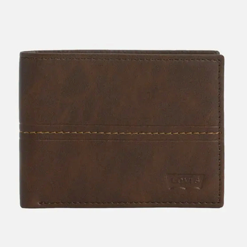 Billetera Bifold Para Hombre Mod.87522-0169 Marca Levi's® Marrón Liso
