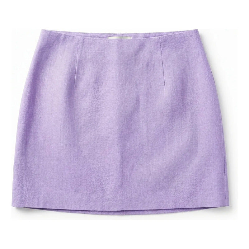 Falda Ligera Casual Para Mujer Mod. Dfcx0334 Marca Lob® Lila Lisa 28