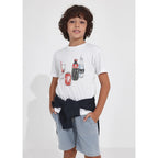 Playera Casual Cómoda Para Niño Mod.6082 Marca Mayoral® Blanco Soda 16 Años Lisa