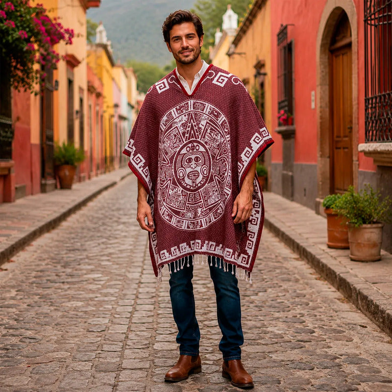 Jorongo Gaban Artesanal Mexicano Colores Calendario Vino Calendario Xg