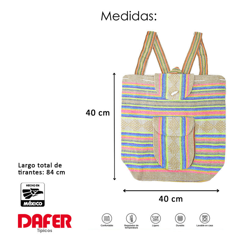 Mochila Artesanal Tejida Tipo Morral Con Bolsillo Frontal 10kg