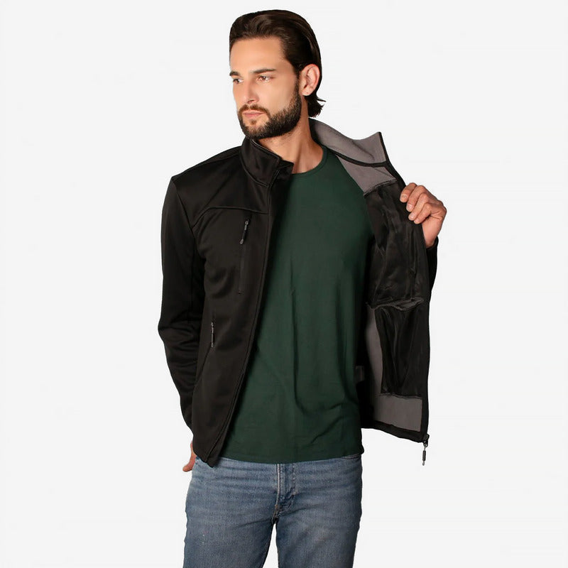 Chamarra Cuello Alto Para Hombre Cw86-pol7048 Greenlander® Negro Ch Liso
