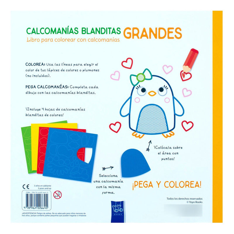 Libro Para Colorear  Mod. Calcomanías Blanditas Marca Yoyo®