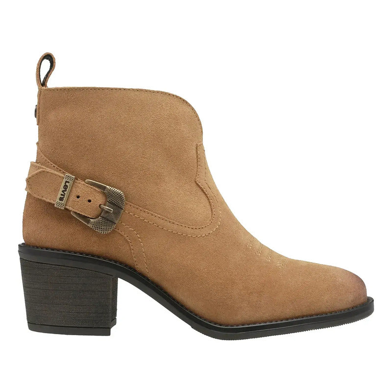 Botín Tipo Vaquera 5cm Para Mujer L1126164 Marca Levi's® Miel Liso 25,5 Mx