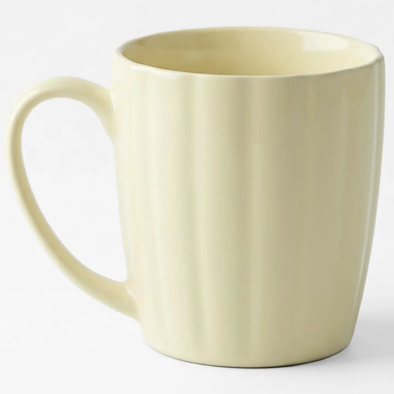 Taza De Cerámica Acanalada 370ml Estilo Nórdico Amarillo 1744-98 Acanalada